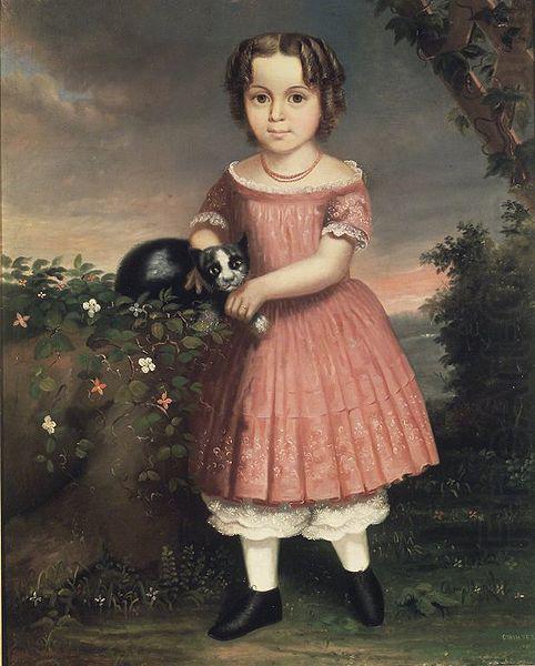 Portrait of a Child Holding a Cat, unknow artist